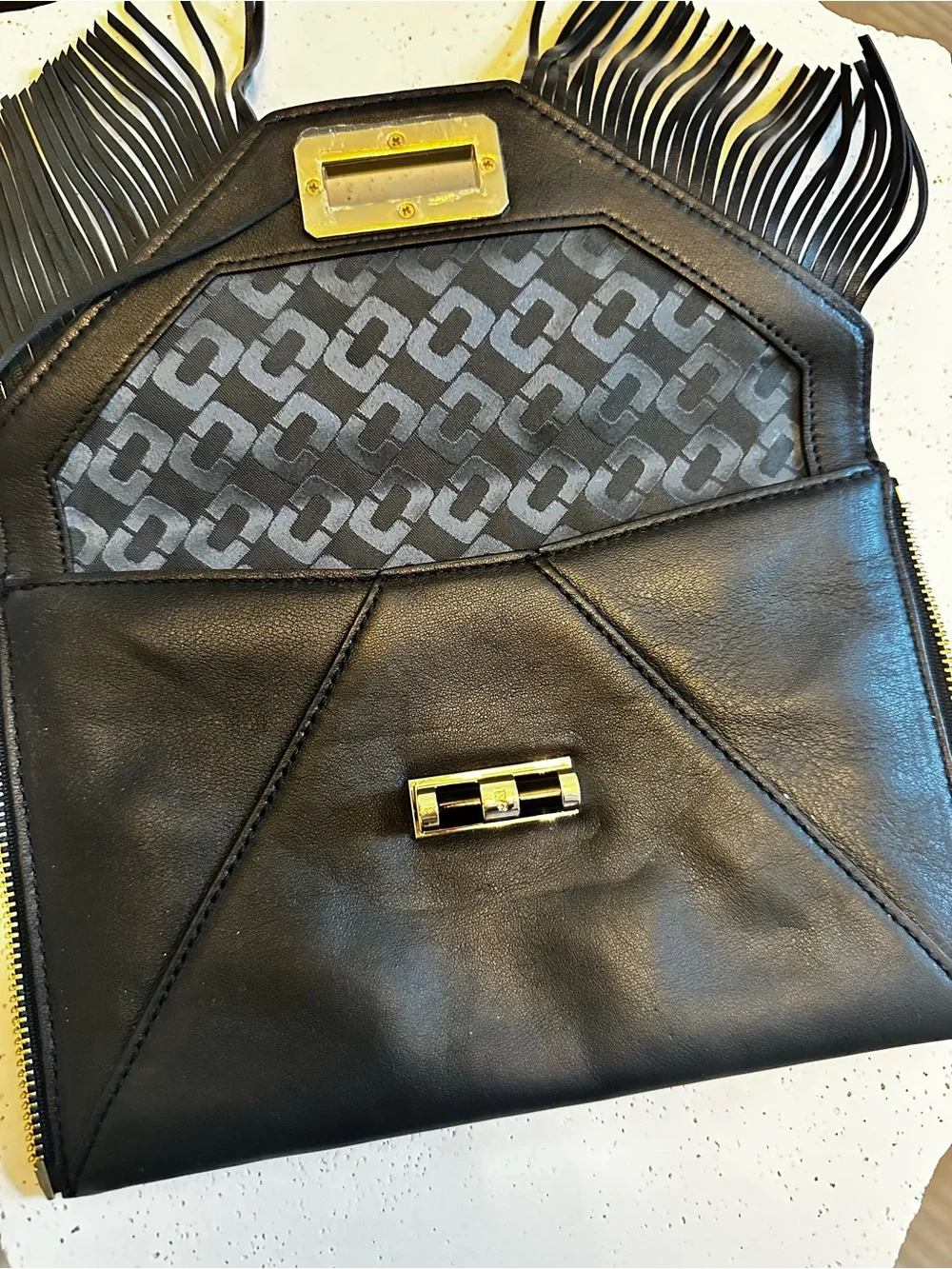 Diane Von Furstenberg Agent Riley Black Fringe Clutch
